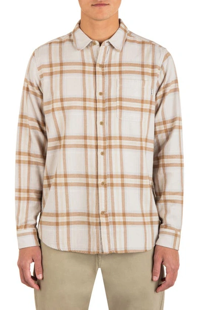 Shop Hurley Portland Plaid Organic Cotton Flannel Button-up Shirt In Bone