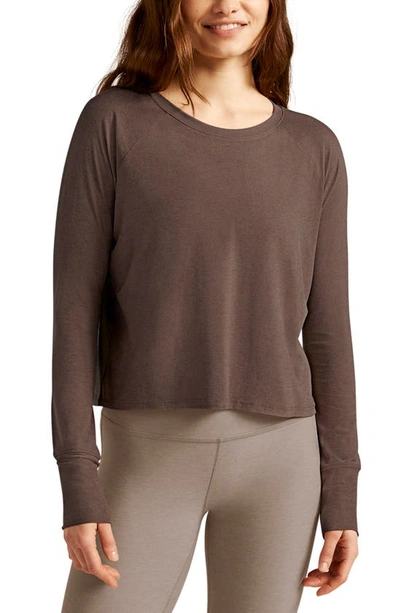 Shop Beyond Yoga Featherweight Long Sleeve T-shirt In Truffle Heather