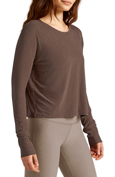 Shop Beyond Yoga Featherweight Long Sleeve T-shirt In Truffle Heather