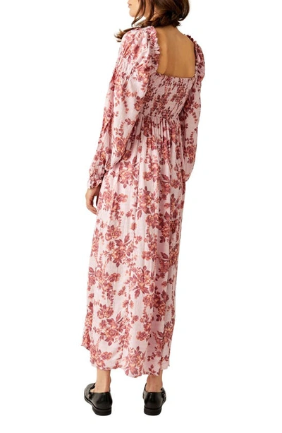 Shop Free People Jaymes Floral Smocked Long Sleeve Maxi Dress In Lilac Combo