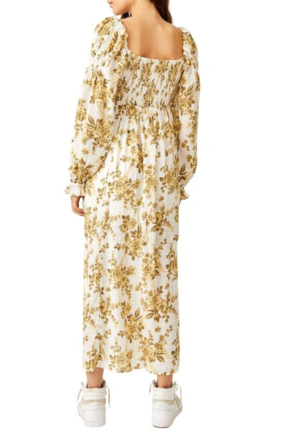 Shop Free People Jaymes Floral Smocked Long Sleeve Maxi Dress In Pastry Cream Combo
