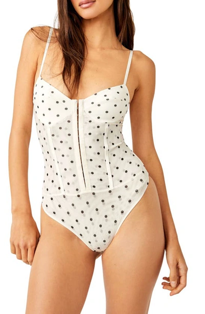 Shop Free People Intimately Fp Floral Mesh Bodysuit In White Dot Combo
