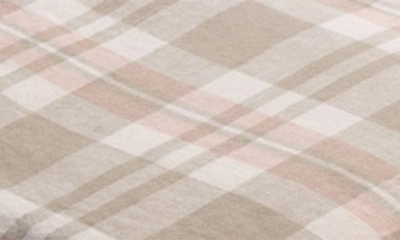 Shop Piglet In Bed Check Linen Flat Sheet In Taupe Check