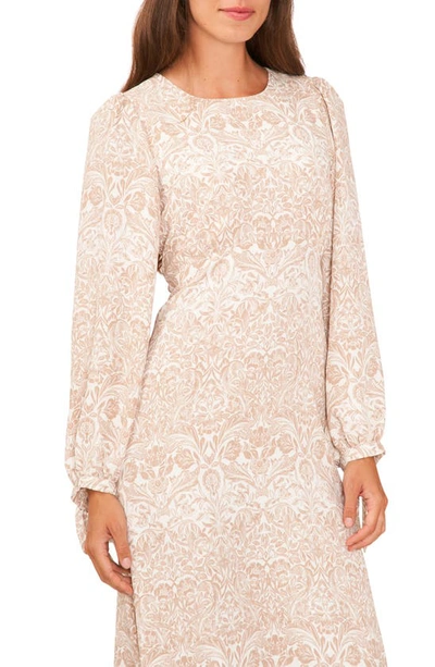 Shop Halogen (r) Print Long Sleeve Maxi Dress In New Ivory