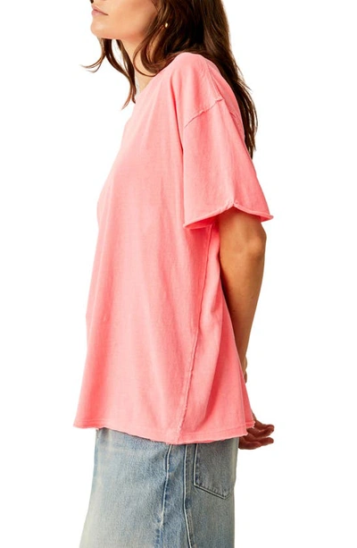 Shop Free People Nina Crewneck Cotton T-shirt In Fluorescent Coral