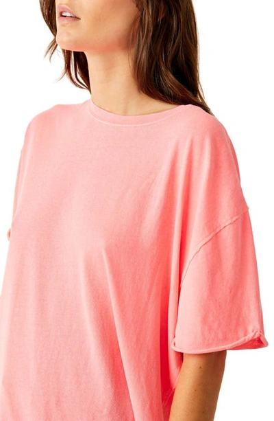 Shop Free People Nina Crewneck Cotton T-shirt In Fluorescent Coral
