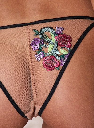 Shop Fleur Du Mal Dragon Embroidery Cheeky In Black