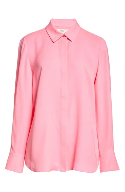 Shop Lafayette 148 Scottie Silk Blouse In Pink Madder