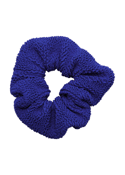 Shop Hunza G Seersucker Scrunchie In Bright Blue