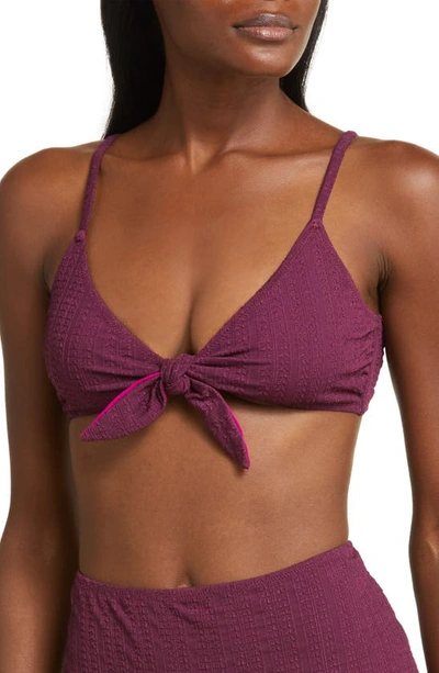 Shop Lemlem Sara Tie Front Bikini Top In Jordanos Burgundy