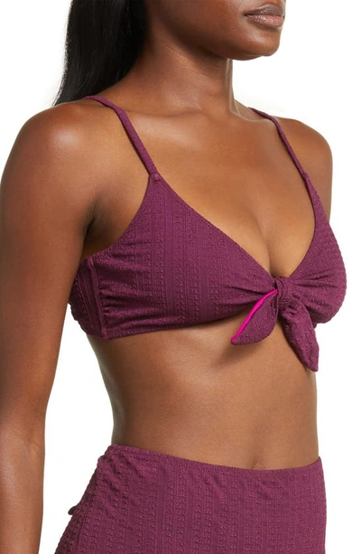 Shop Lemlem Sara Tie Front Bikini Top In Jordanos Burgundy