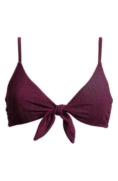 Shop Lemlem Sara Tie Front Bikini Top In Jordanos Burgundy