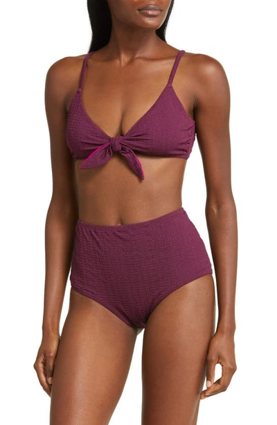 Shop Lemlem Sara Tie Front Bikini Top In Jordanos Burgundy