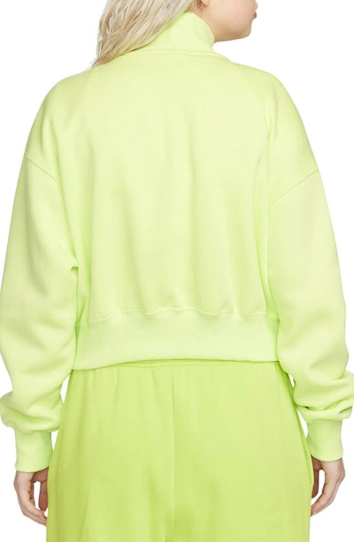 Shop Nike Sportswear Phoenix Fleece Crop Sweatshirt In Lt Lemon Twist/ Sail