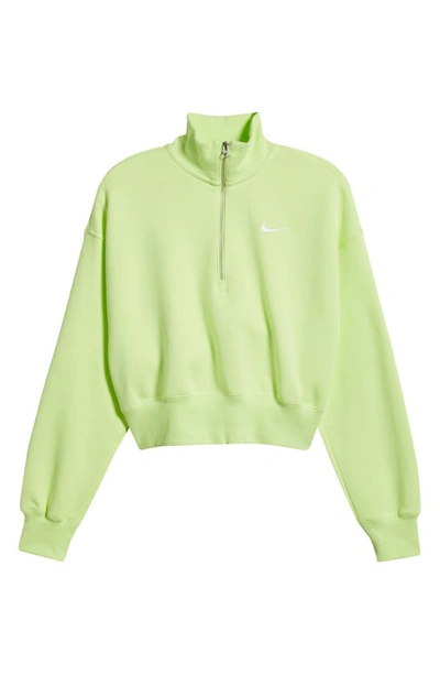 Shop Nike Sportswear Phoenix Fleece Crop Sweatshirt In Lt Lemon Twist/ Sail