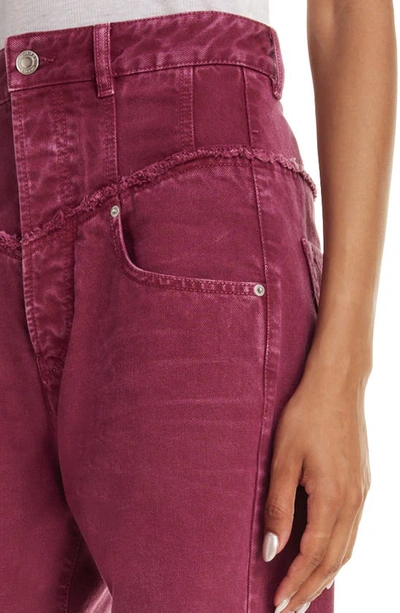 Shop Isabel Marant Noemie High Waist Release Hem Jeans In Burgundy