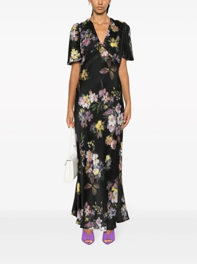 Shop Twinset Black Floral Print Long Dress
