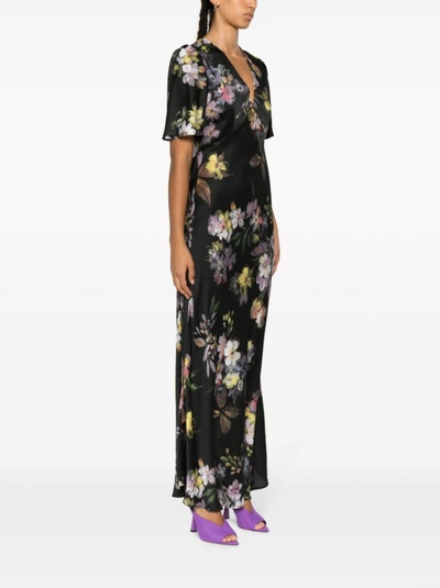 Shop Twinset Black Floral Print Long Dress