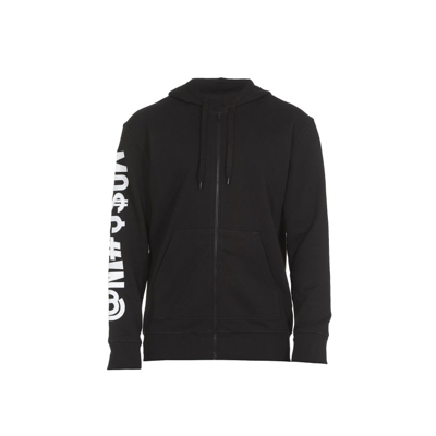 Shop Moschino Cotton Zip-up Sweatshirt In Black
