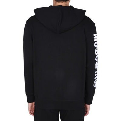 Shop Moschino Cotton Zip-up Sweatshirt In Black