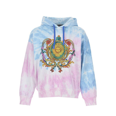 Shop Versace Jeans Couture Hooded Sweatshirt In Blue