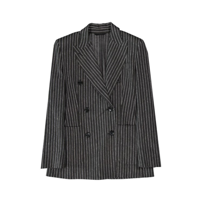 Shop Max Mara Alloro Striped Blazer In Grey