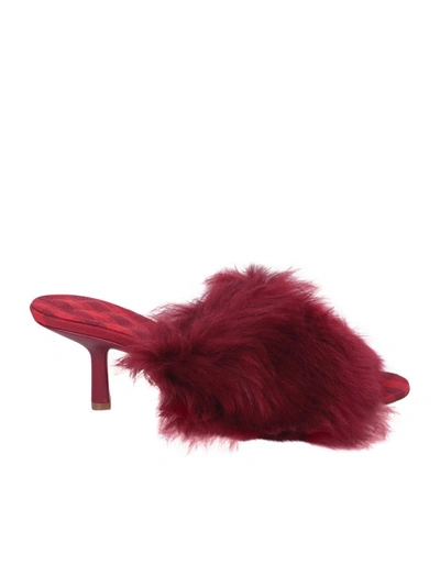 Shop Burberry Red Fur Sandals