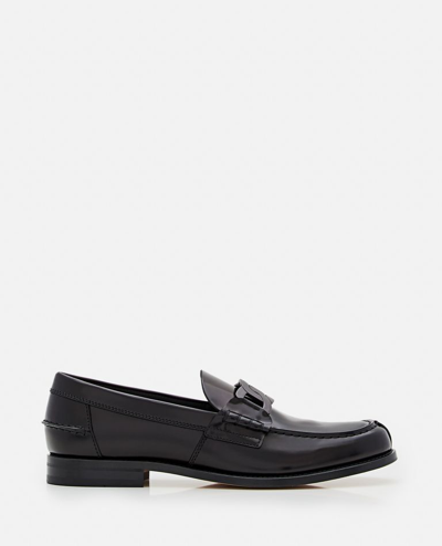 Shop Tod's Leather Loafers In Black