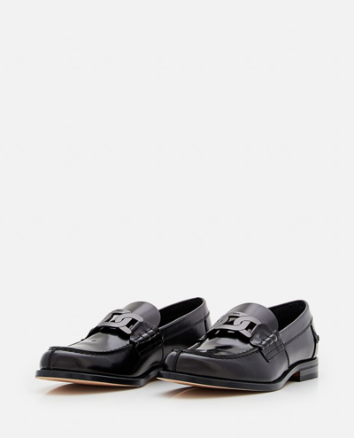 Shop Tod's Leather Loafers In Black