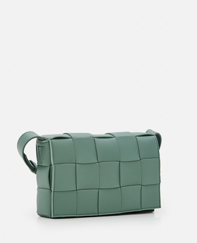 Shop Bottega Veneta Cassette Leather Shoulder Bag In Green