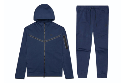 Pre-owned Nike Sportswear Kids' Tech Fleece Full-zip Hoodie & Joggers Set Navy/black