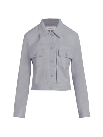 Shop Hudson Women's Lola Faux-leather Trucker Jacket In Ultimate Gray