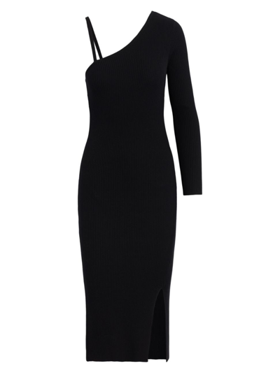 Shop Hudson Women's One-shoulder Merino Wool Midi-dress In Black