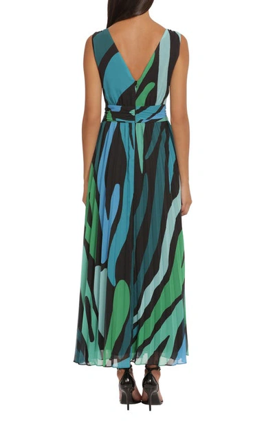 Shop Donna Morgan V-neck Sleeveless Maxi Dress In Black/ Green