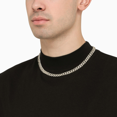 Emanuele Bicocchi 925 Silver Chain Necklace With Crystals In Metallic