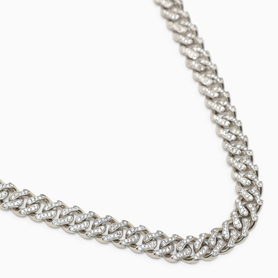 Emanuele Bicocchi 925 Silver Chain Necklace With Crystals In Metallic