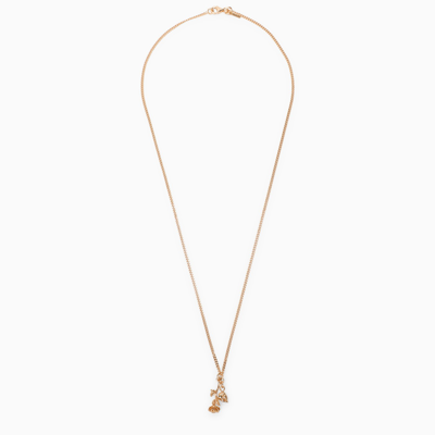 Shop Emanuele Bicocchi Rose And Skull Necklace In 925 Gold Plated Silver