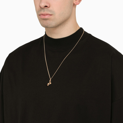 Emanuele Bicocchi Rose And Skull Necklace In 925 Gold-plated Silver