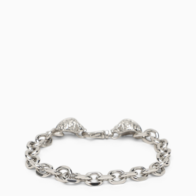 Shop Emanuele Bicocchi Silver 925 Skull Chain Bracelet