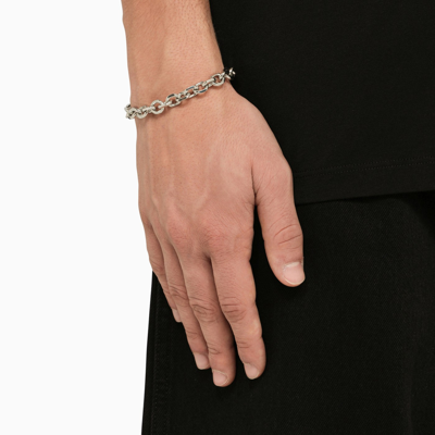 Shop Emanuele Bicocchi Silver 925 Skull Chain Bracelet