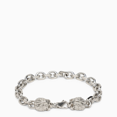 Shop Emanuele Bicocchi Silver 925 Skull Chain Bracelet