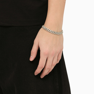 Emanuele Bicocchi Sterling Silver 925 Chain Bracelet With Small Crystals In Metallic