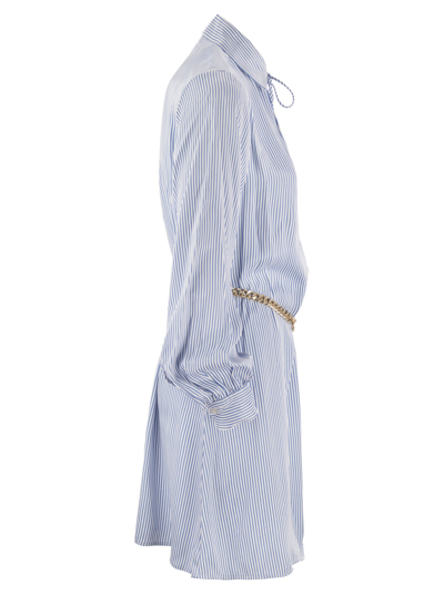 Shop Michael Kors Striped Viscose Chemisier Dress With Belt