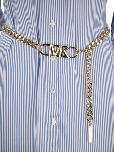Shop Michael Kors Striped Viscose Chemisier Dress With Belt