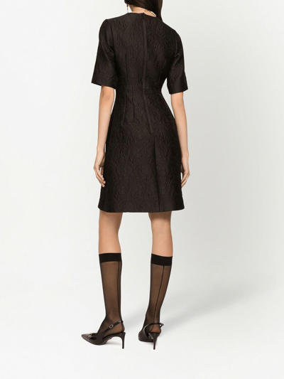 Shop Dolce & Gabbana Brocade Logo Dress In Negro