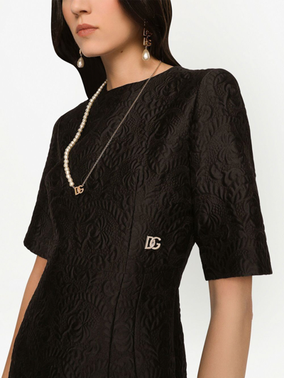 Shop Dolce & Gabbana Brocade Logo Dress In Negro