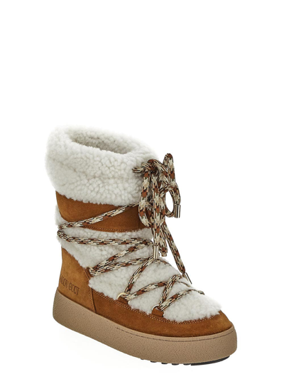 Shop Moon Boot Ltrack Shearling In White