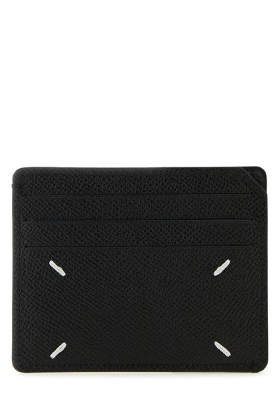 Shop Maison Margiela Man Black Leather Four Stitches Card Holder