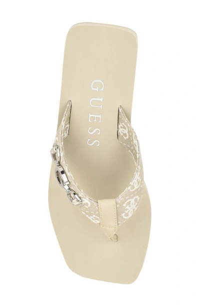 Shop Guess Edany Platform Wedge Flip Flop In Taupe