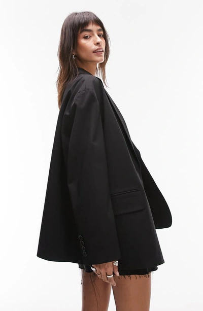 Shop Topshop Extreme Oversize Grandad Blazer In Black